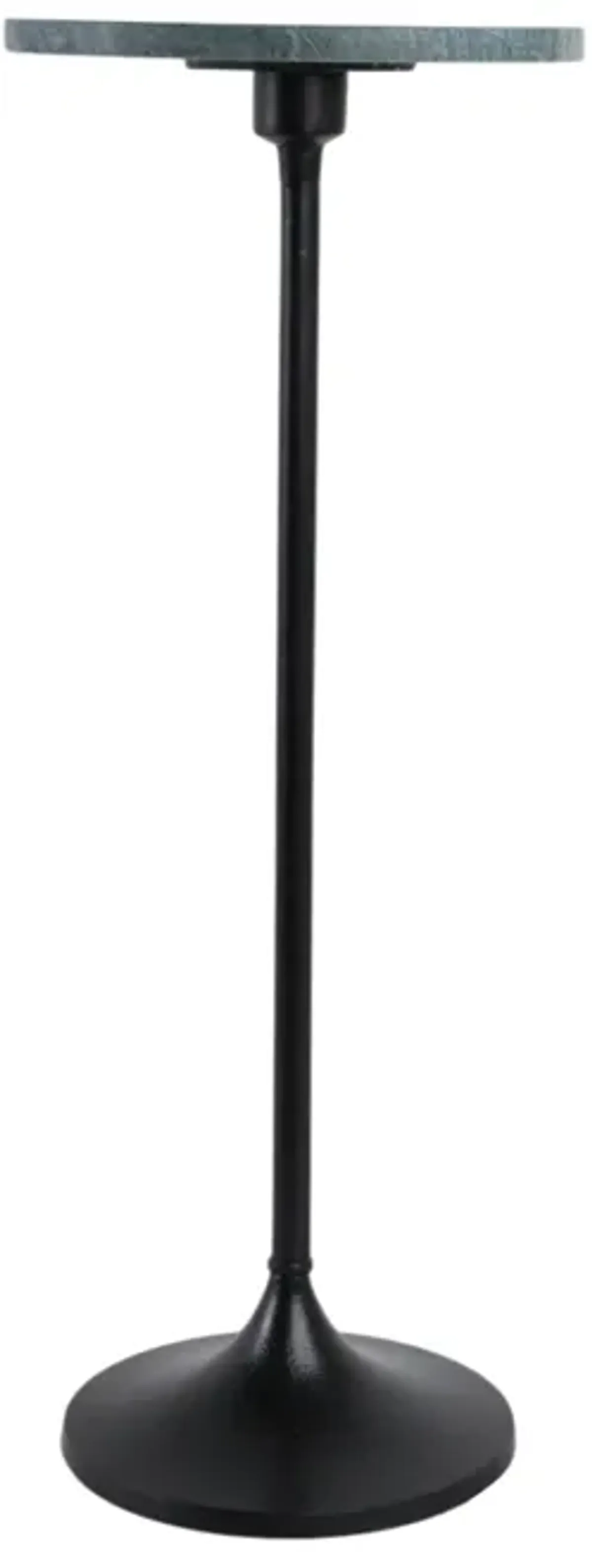 27x10" Marble Top Drink Table, Green/black