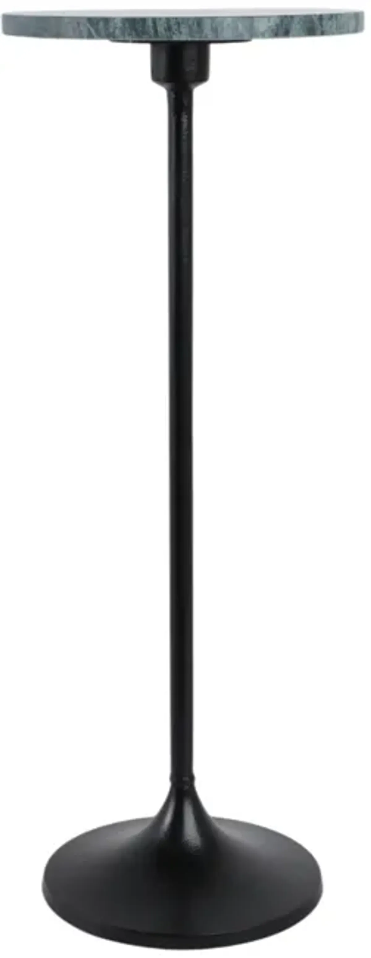 27x10" Marble Top Drink Table, Green/black