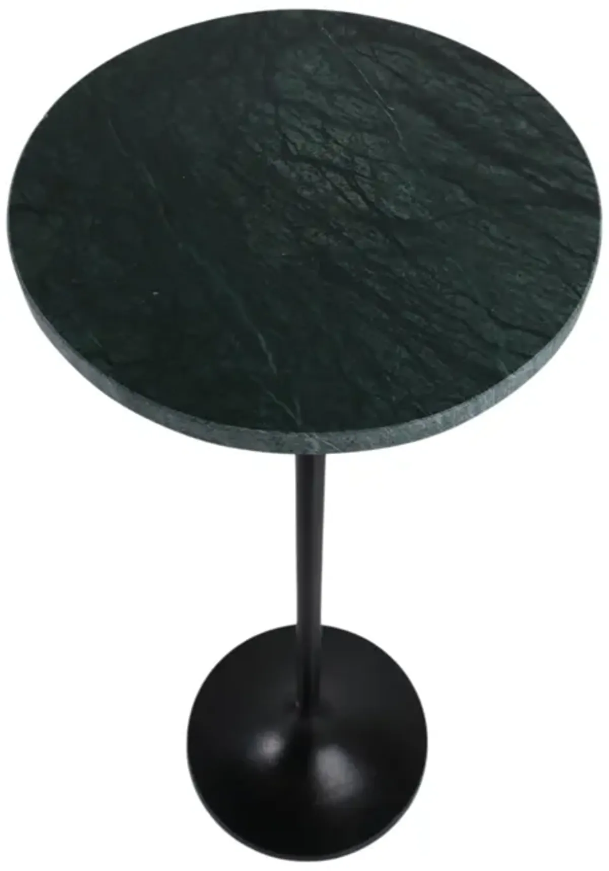 27x10" Marble Top Drink Table, Green/black