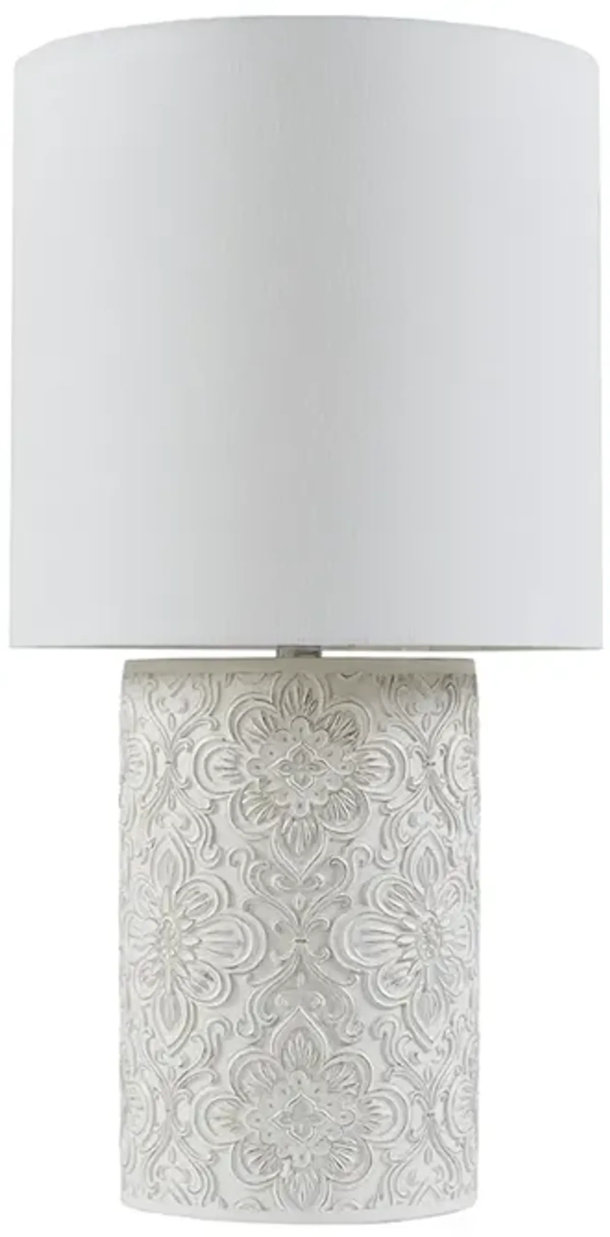 Hampton Hill Ashbourne Ivory Embossed Floral Resin Table Lamp