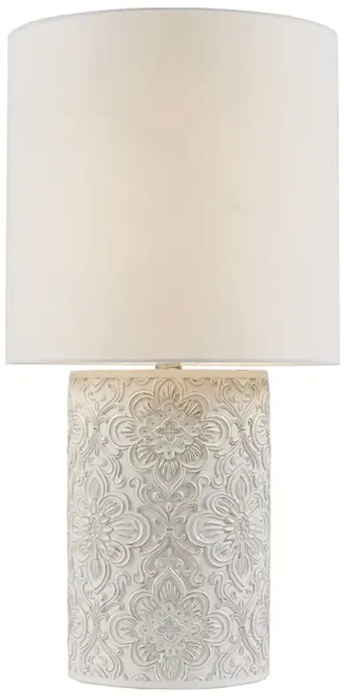 Hampton Hill Ashbourne Ivory Embossed Floral Resin Table Lamp