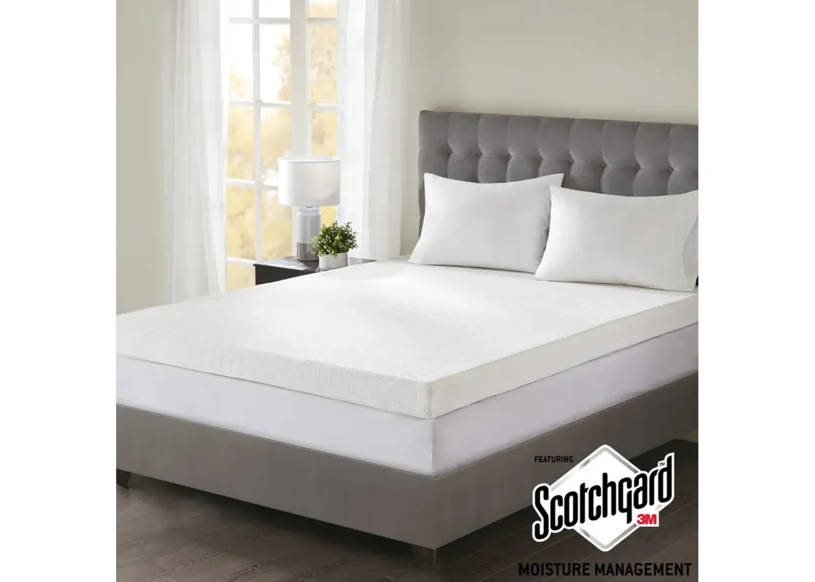 Sleep Philosophy 4" Gel Memory Foam with 3M Cover White 4" Memory Foam Mattress Topper