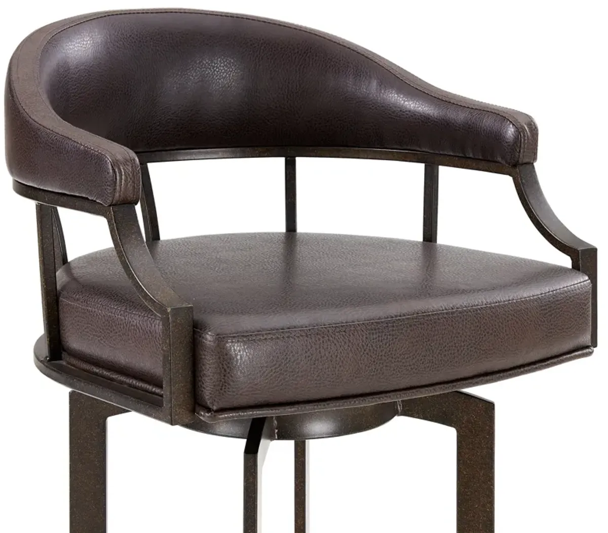 Pharaoh Swivel 30" Auburn Bay and Brown Faux Leather Bar Stool