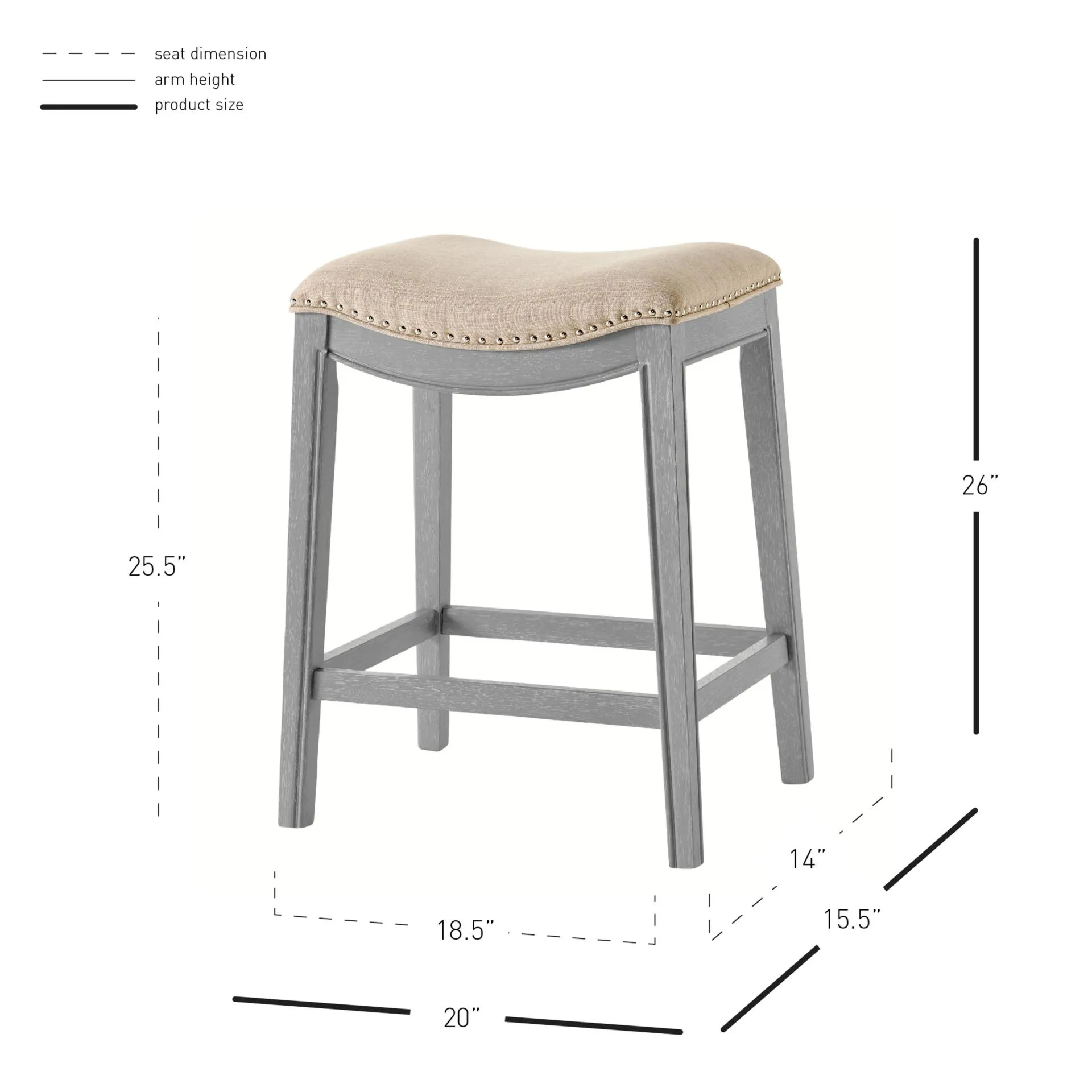 grover kd fabric counter stool ash gray frame, lyon cream(assembly required)