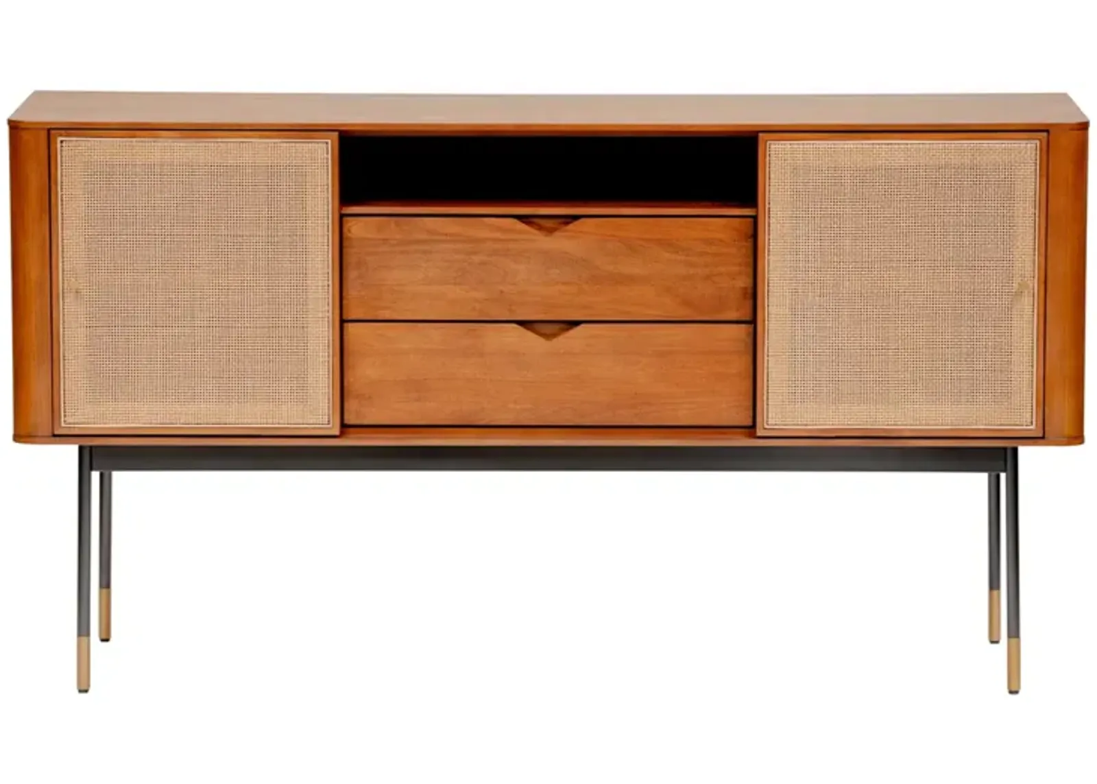 Miriam 59" Sideboard in Brown with Natural Wicker