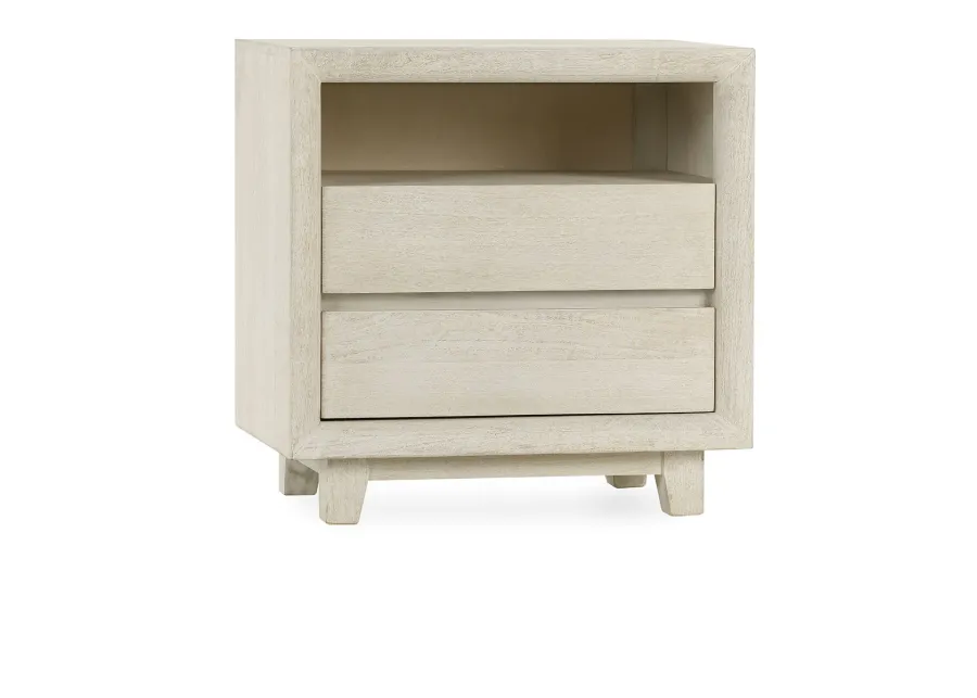 Reece Two-Drawer Mango Wood Nightstand in Sand