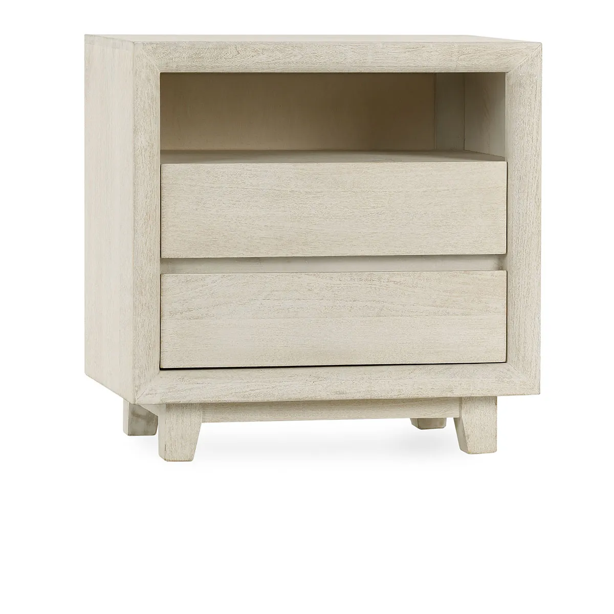 Reece Two-Drawer Mango Wood Nightstand in Sand