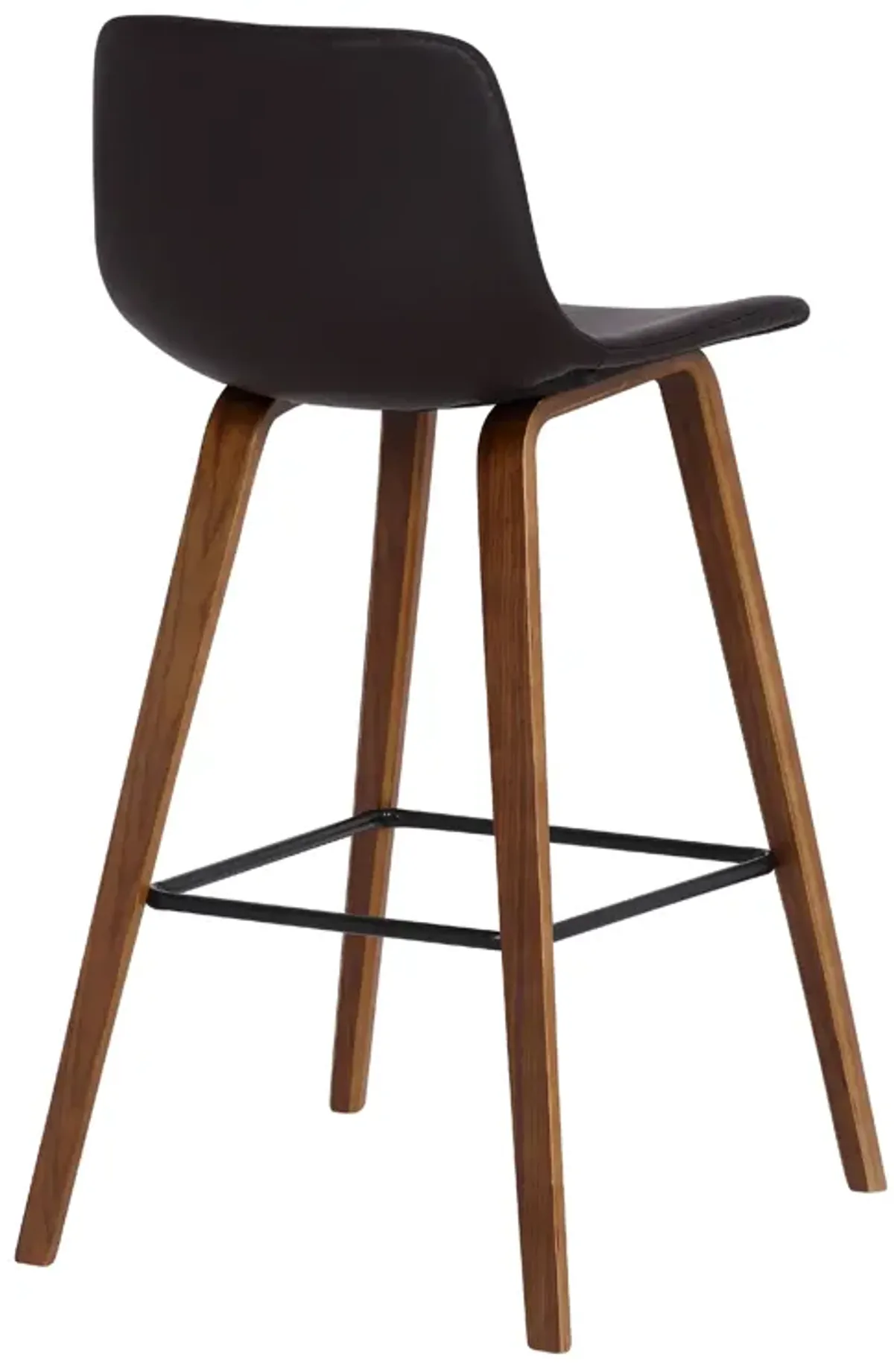 Maddie Contemporary Barstool in Walnut Wood Finish and Brown Faux Leather