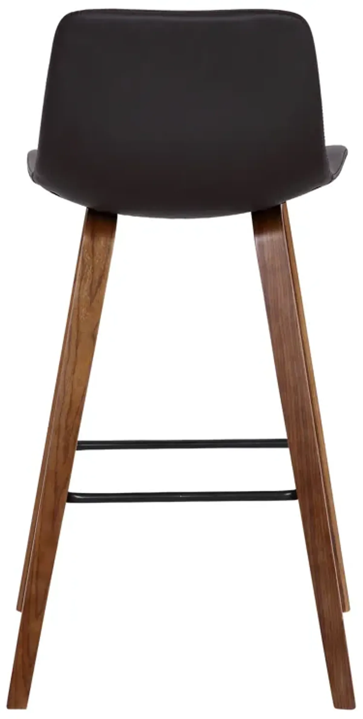 Maddie Contemporary Barstool in Walnut Wood Finish and Brown Faux Leather