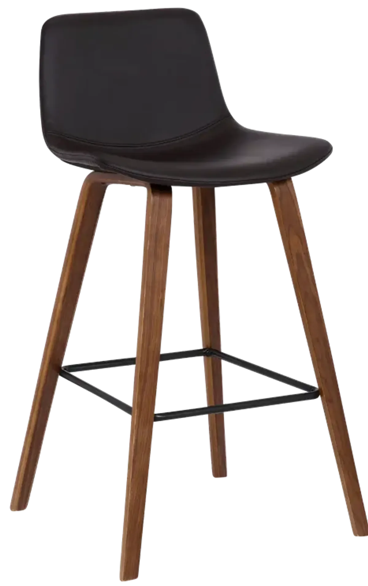 Maddie Contemporary Barstool in Walnut Wood Finish and Brown Faux Leather