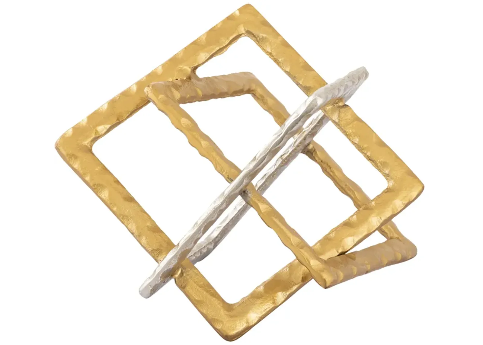 Abstract Interlocking Sculpture  -  Brass and Nickel - Set of 2