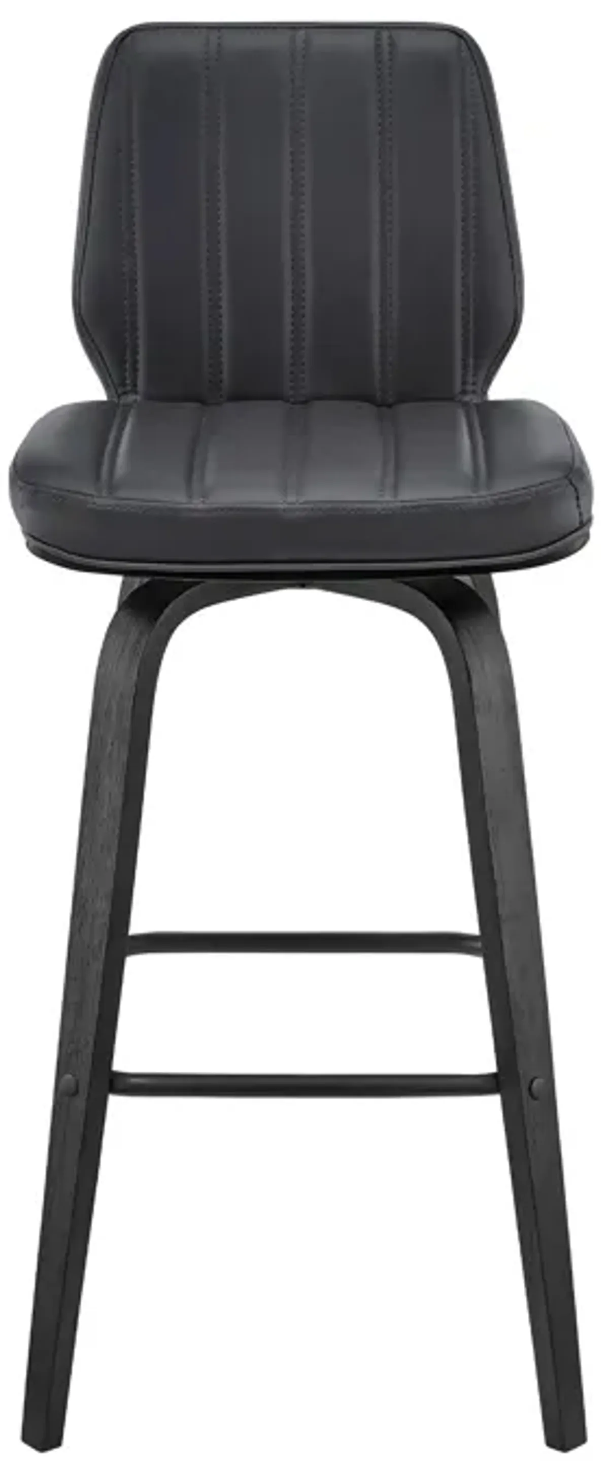 Renee 26" Swivel Grey Faux Leather and Black Wood Bar Stool