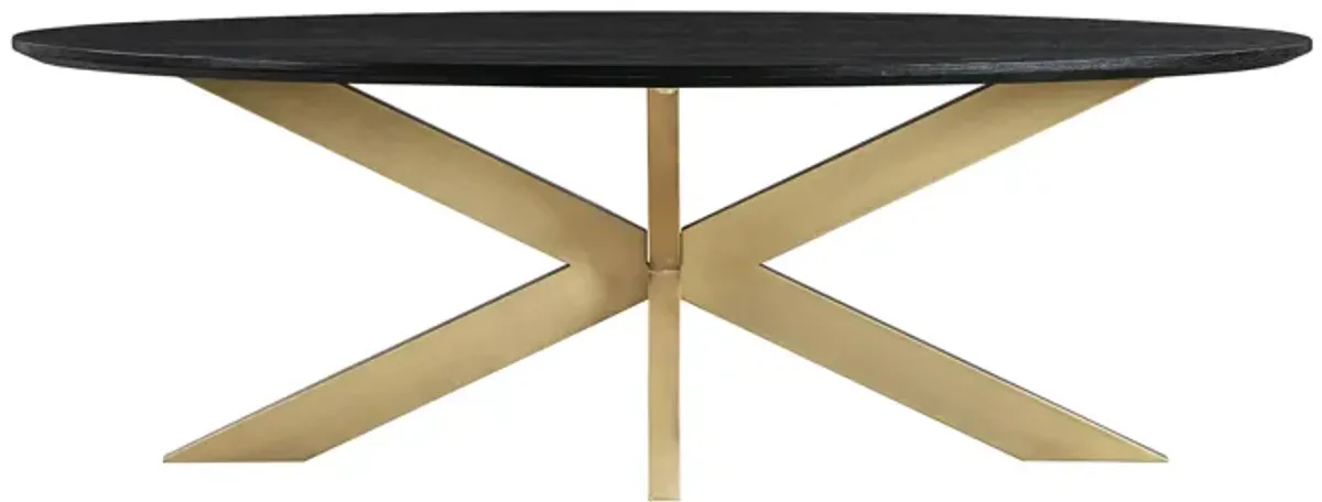 Lombard Oval Coffee Table in Black Brushed Oak Wood