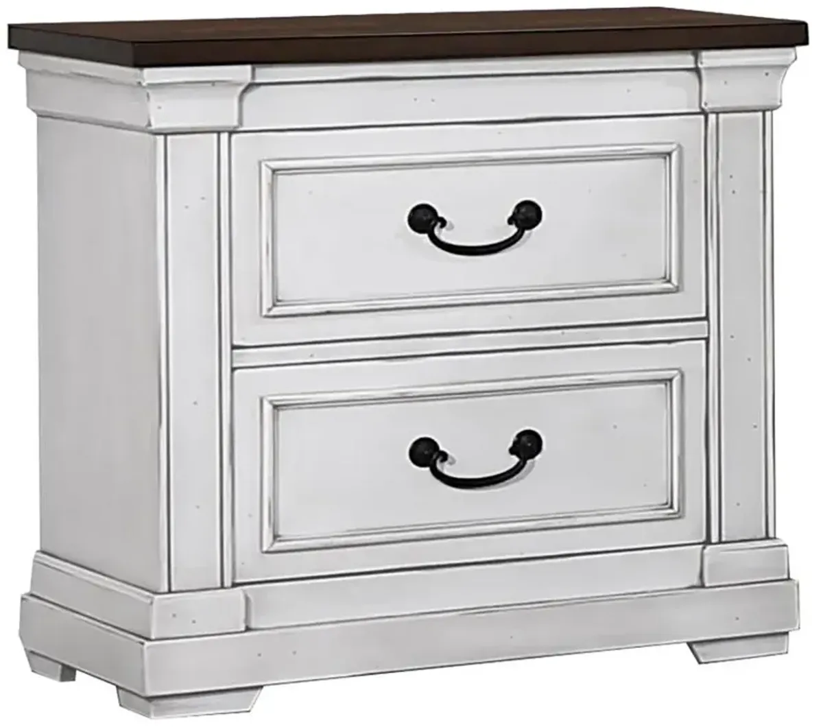 Hillcrest 2-drawer Nightstand Dark Rum and White