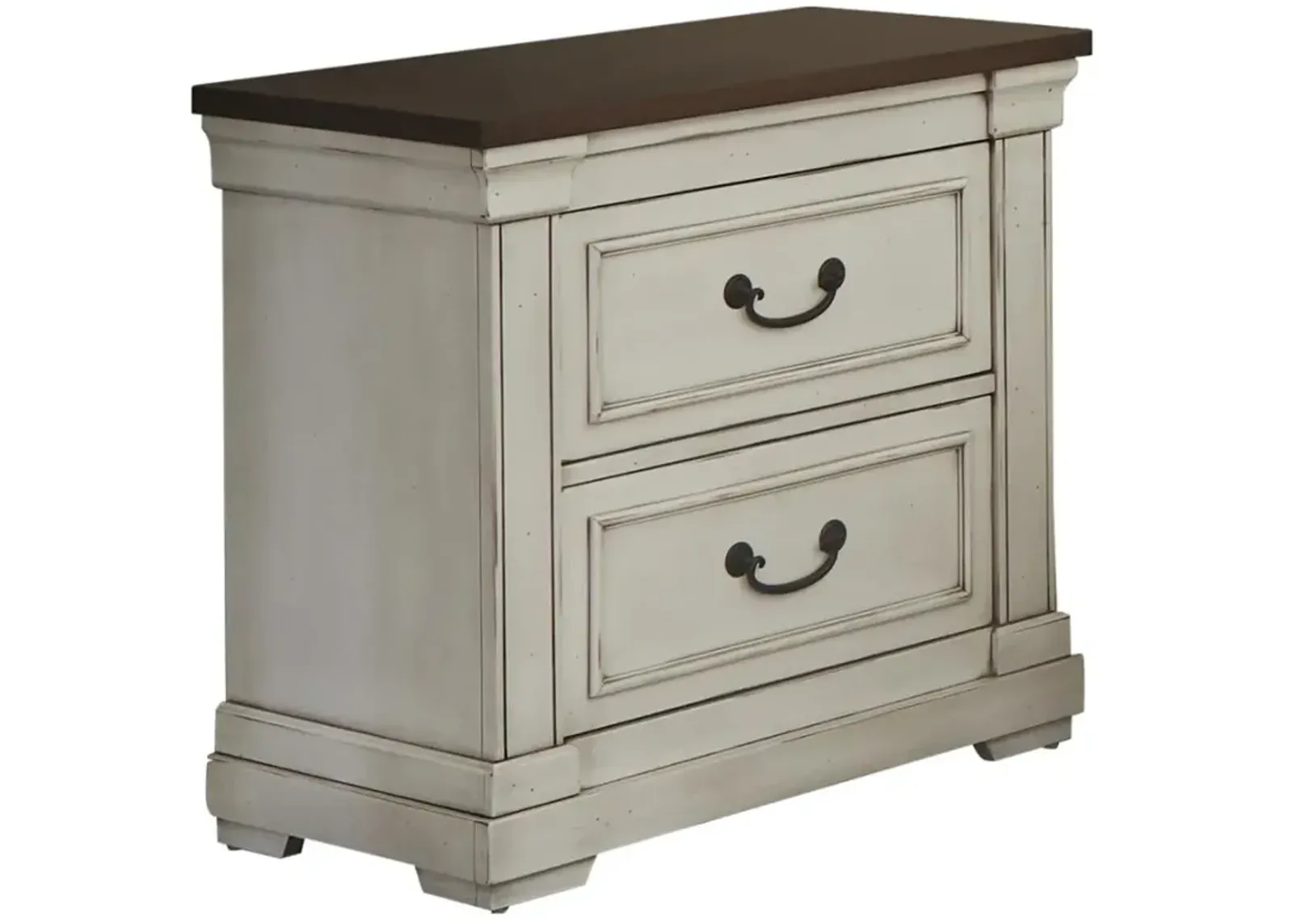 Hillcrest 2-drawer Nightstand Dark Rum and White