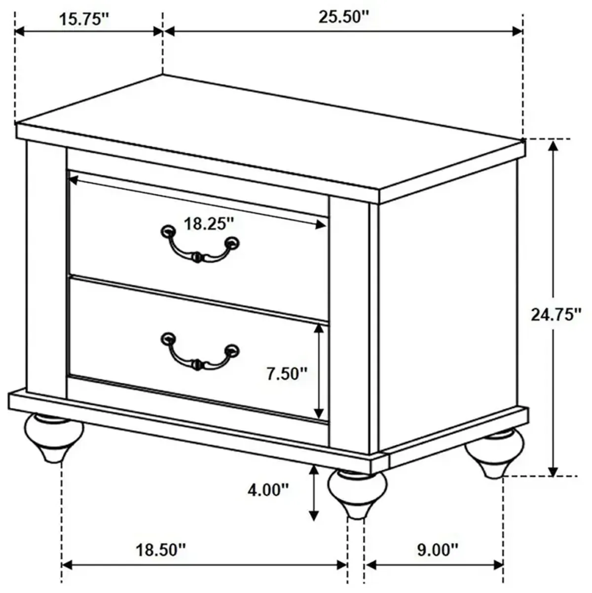 Stillwood 2-drawer Nightstand Vintage Linen