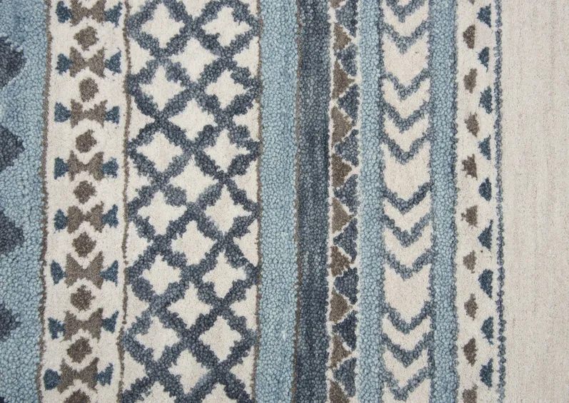 Southwest Blue Southwest/Tribal Wool 5' x 8' Rectangle Rug