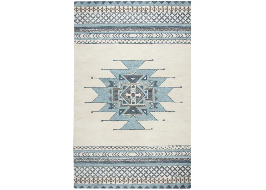 Southwest Blue Southwest/Tribal Wool 5' x 8' Rectangle Rug