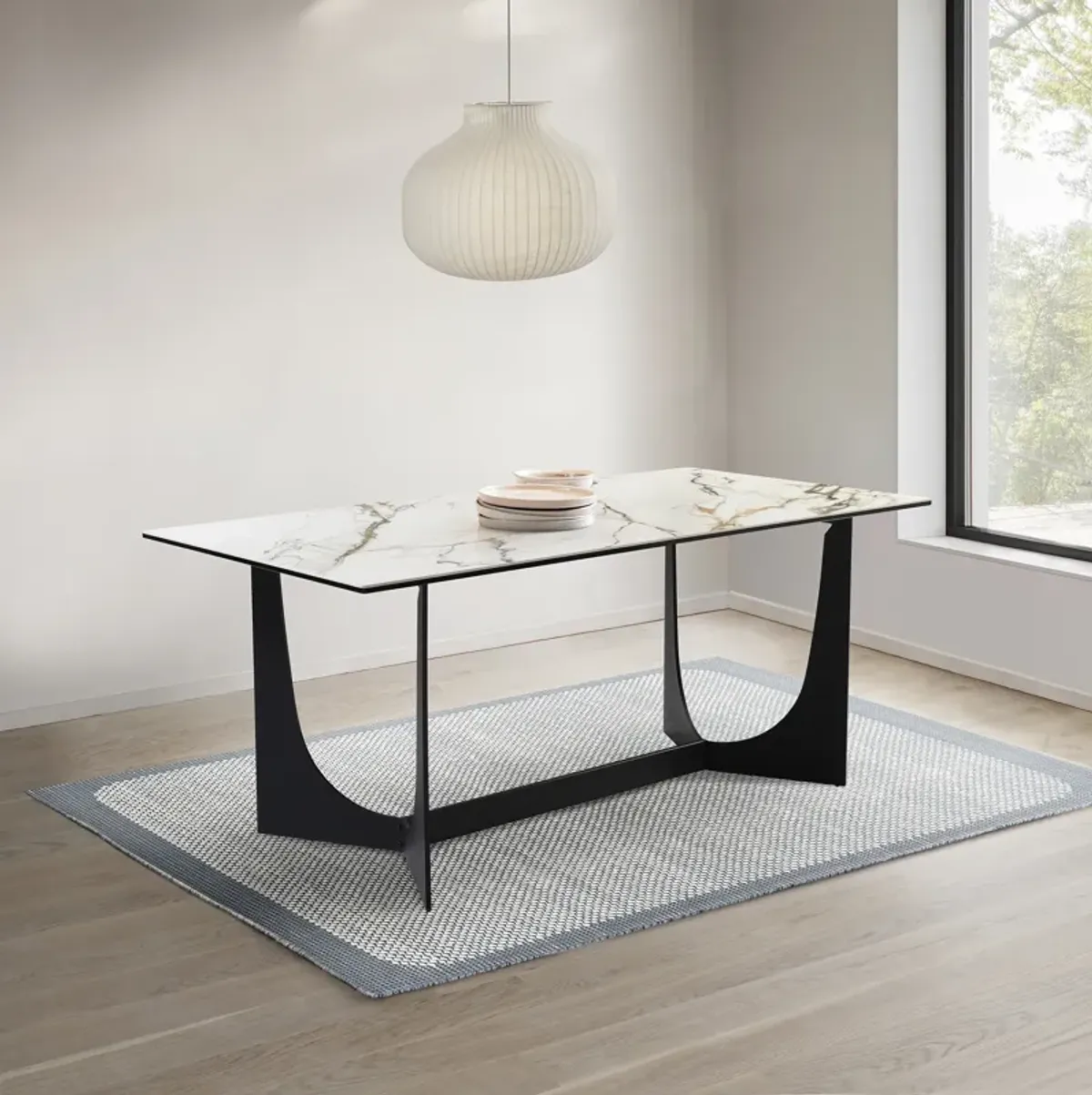 Esme Dining Table in Stone and Metal