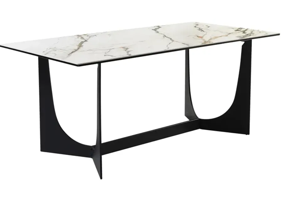 Esme Dining Table in Stone and Metal