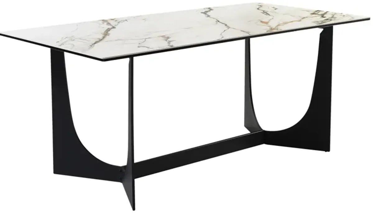 Esme Dining Table in Stone and Metal