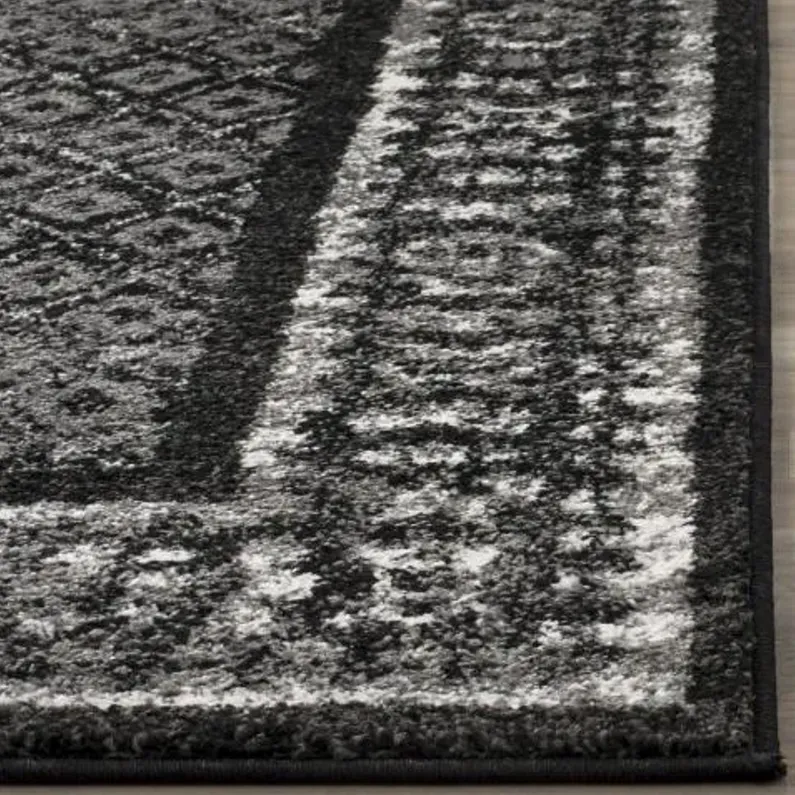 Adirondack Contemporary Black / Silver 5'-1" X 7'-6" Powerloomed Rug