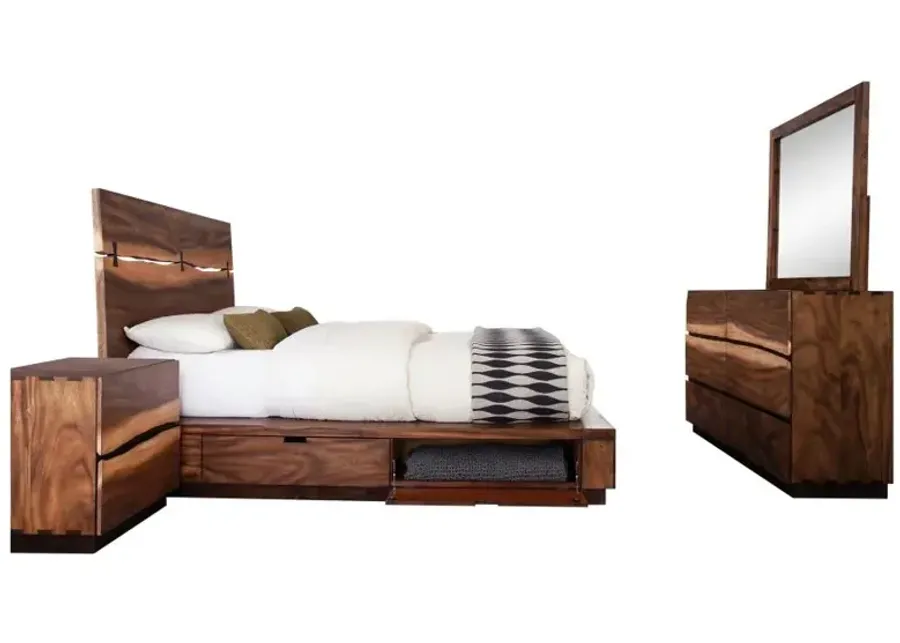 Winslow 4-piece Eastern King Storage Bedroom Set Smokey Walnut