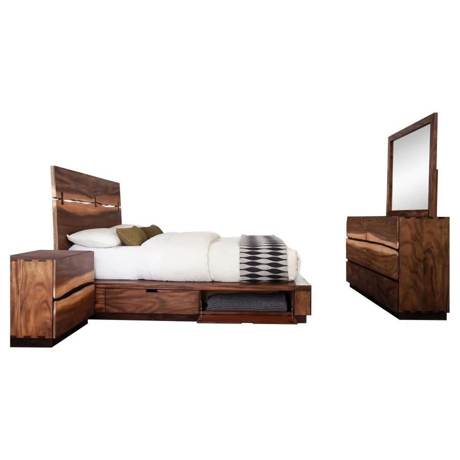 Winslow 4-piece Eastern King Storage Bedroom Set Smokey Walnut