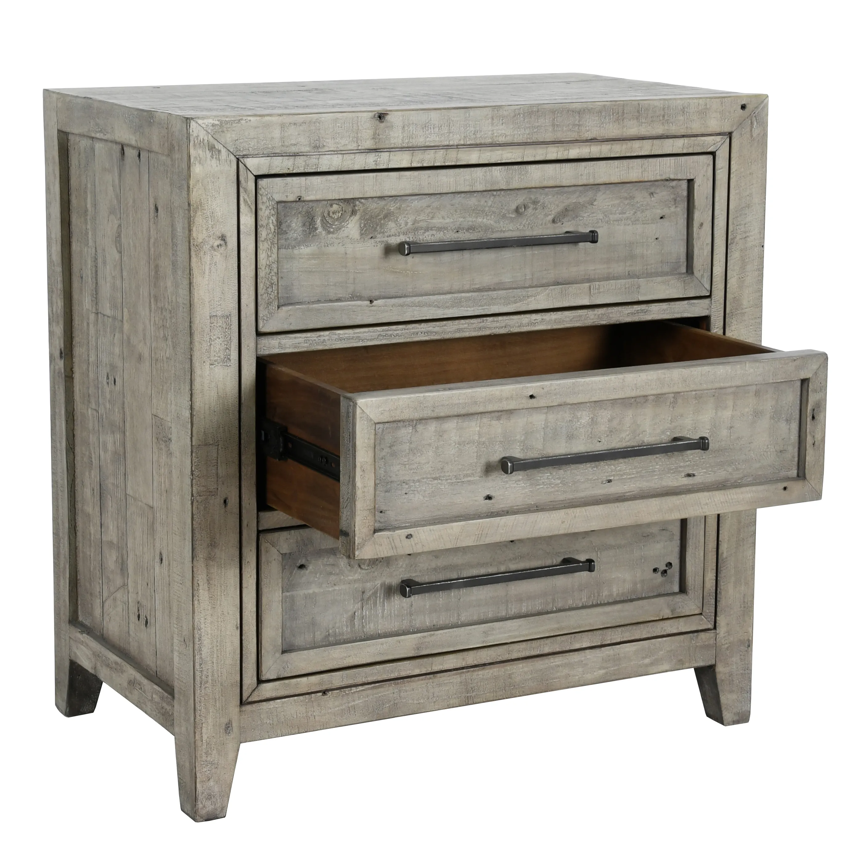 Ridge Reclaimed Pine 3 Drawer Nightstand,