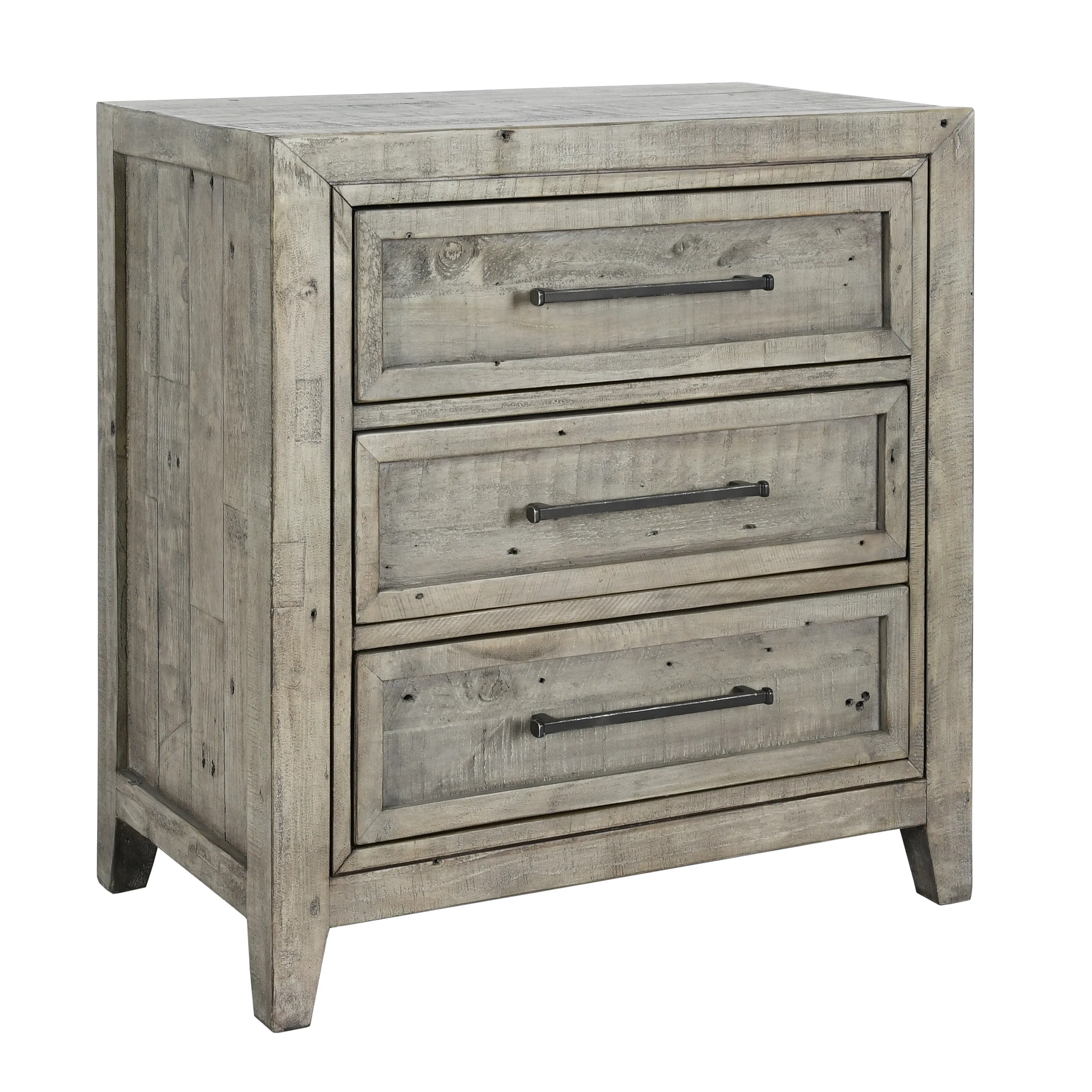 Ridge Reclaimed Pine 3 Drawer Nightstand,