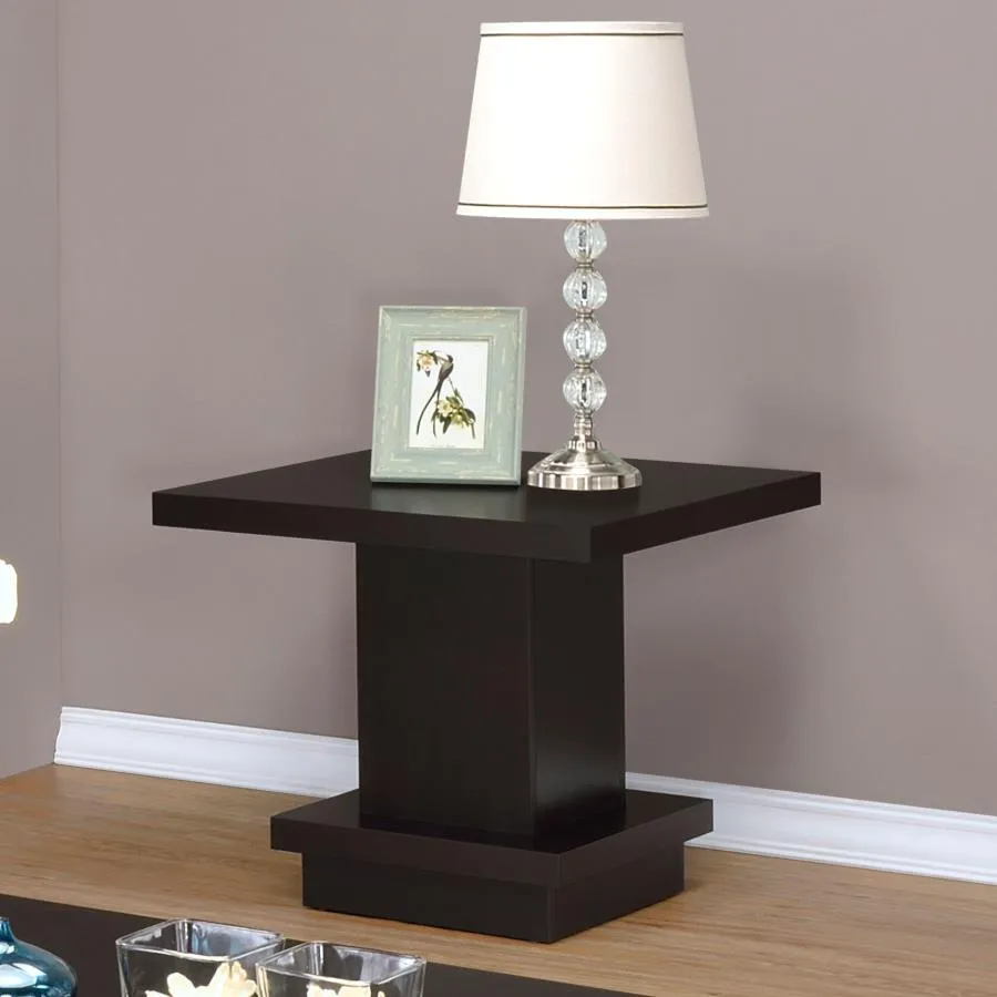 Adaline Pedestal Square End Table Cappuccino