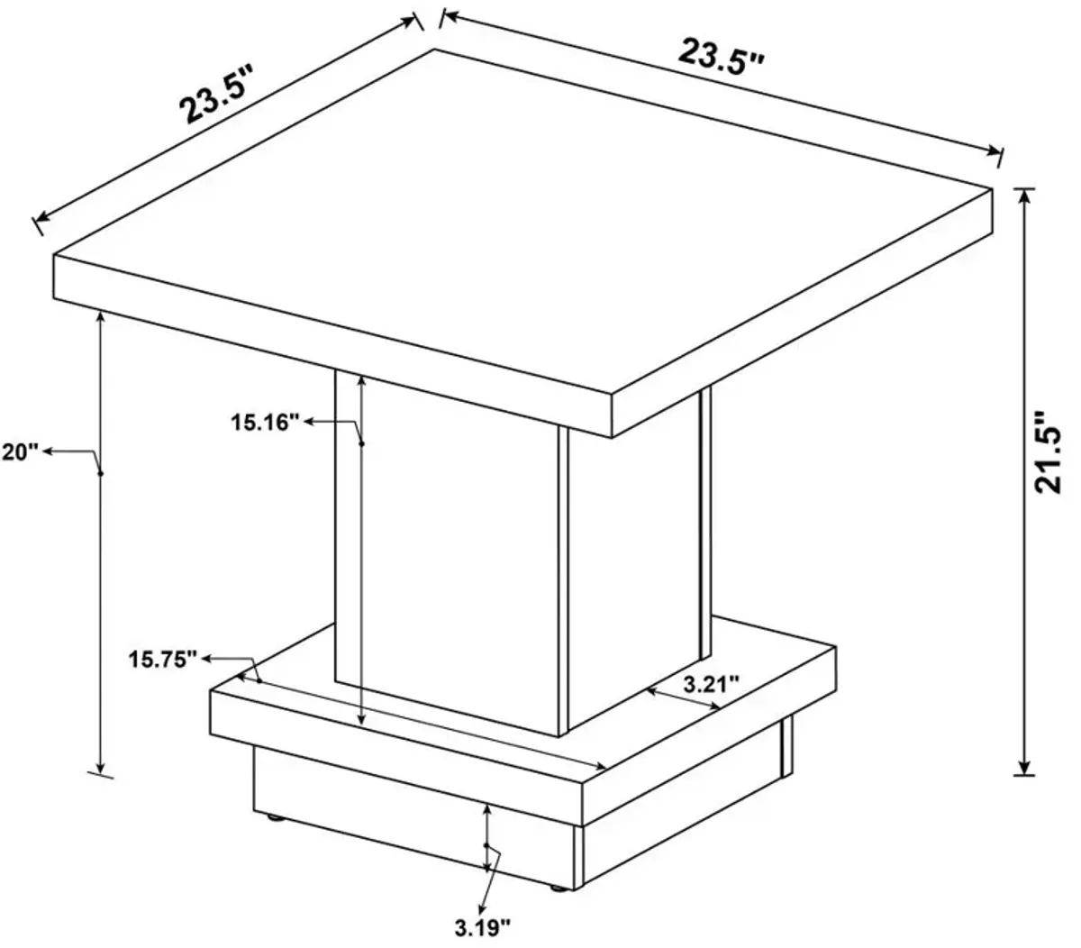 Adaline Pedestal Square End Table Cappuccino