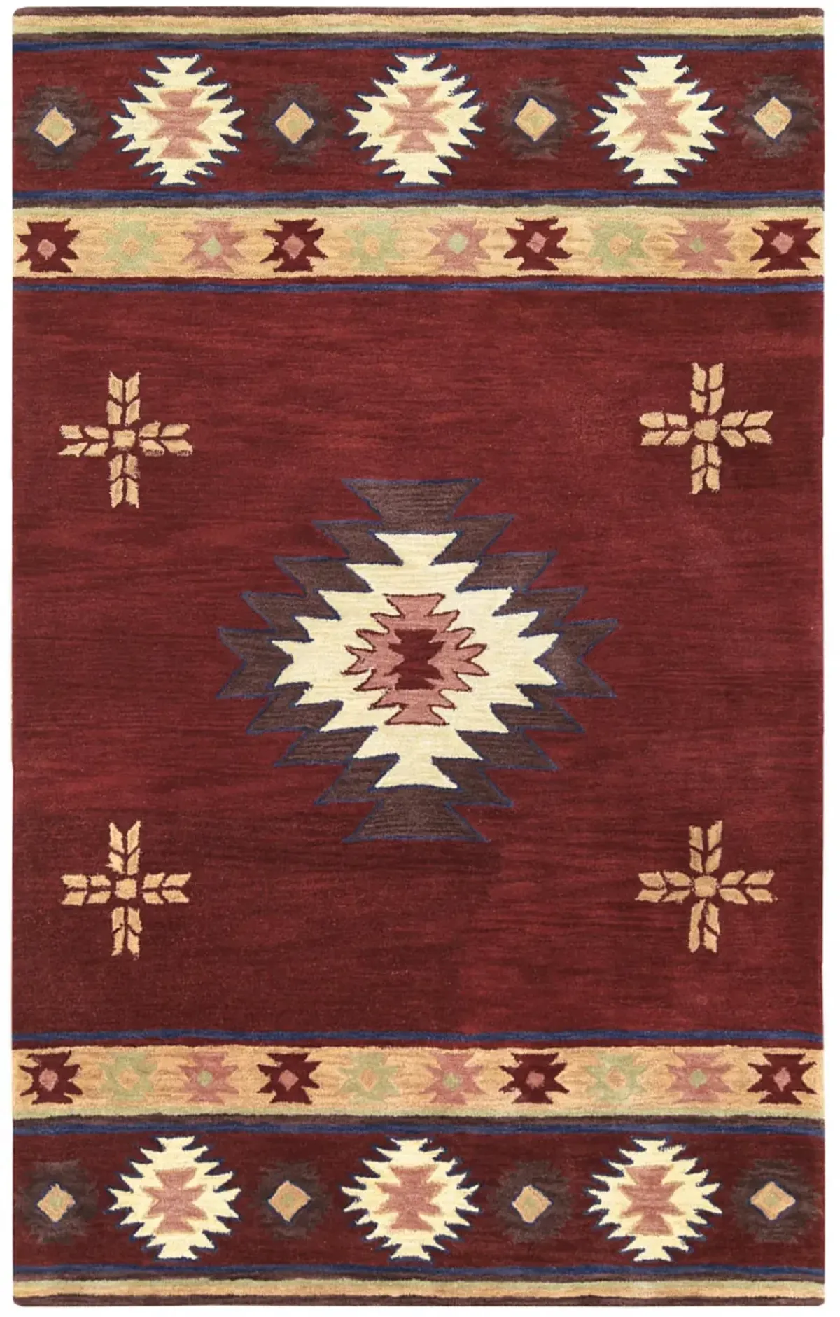 Southwest Red Southwest/Tribal Wool 9'x12' Rectangle Rug