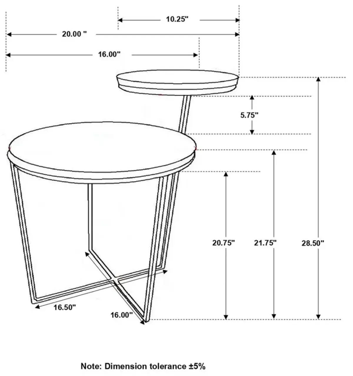 Yael Round Accent Table Natural and Gunmetal