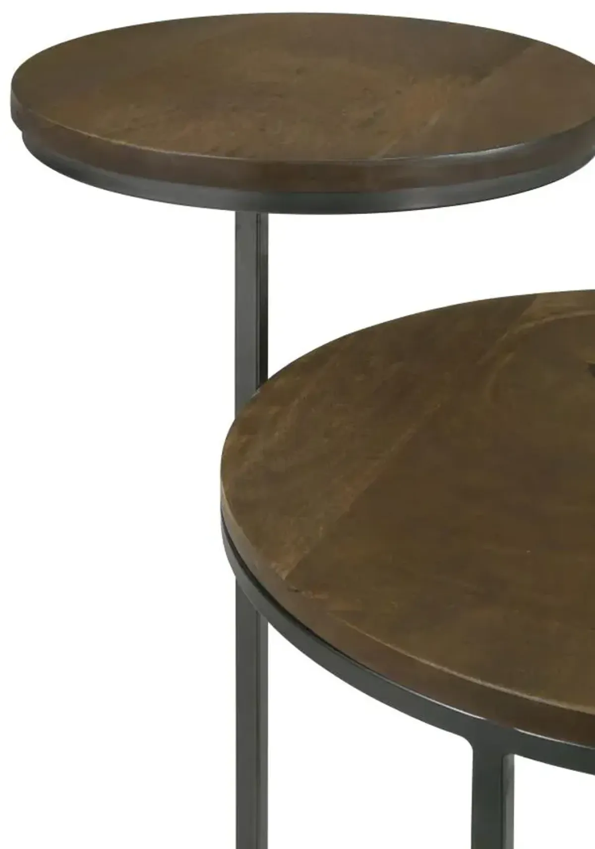 Yael Round Accent Table Natural and Gunmetal