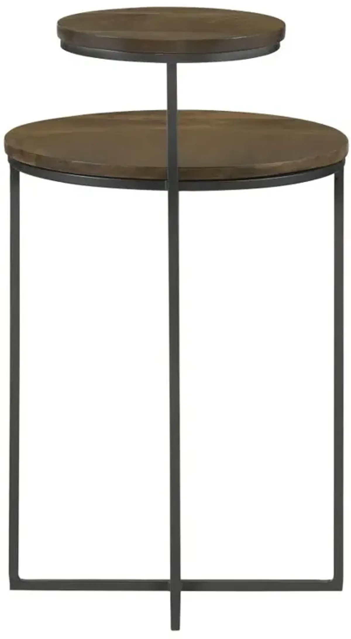 Yael Round Accent Table Natural and Gunmetal