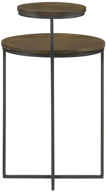 Yael Round Accent Table Natural and Gunmetal