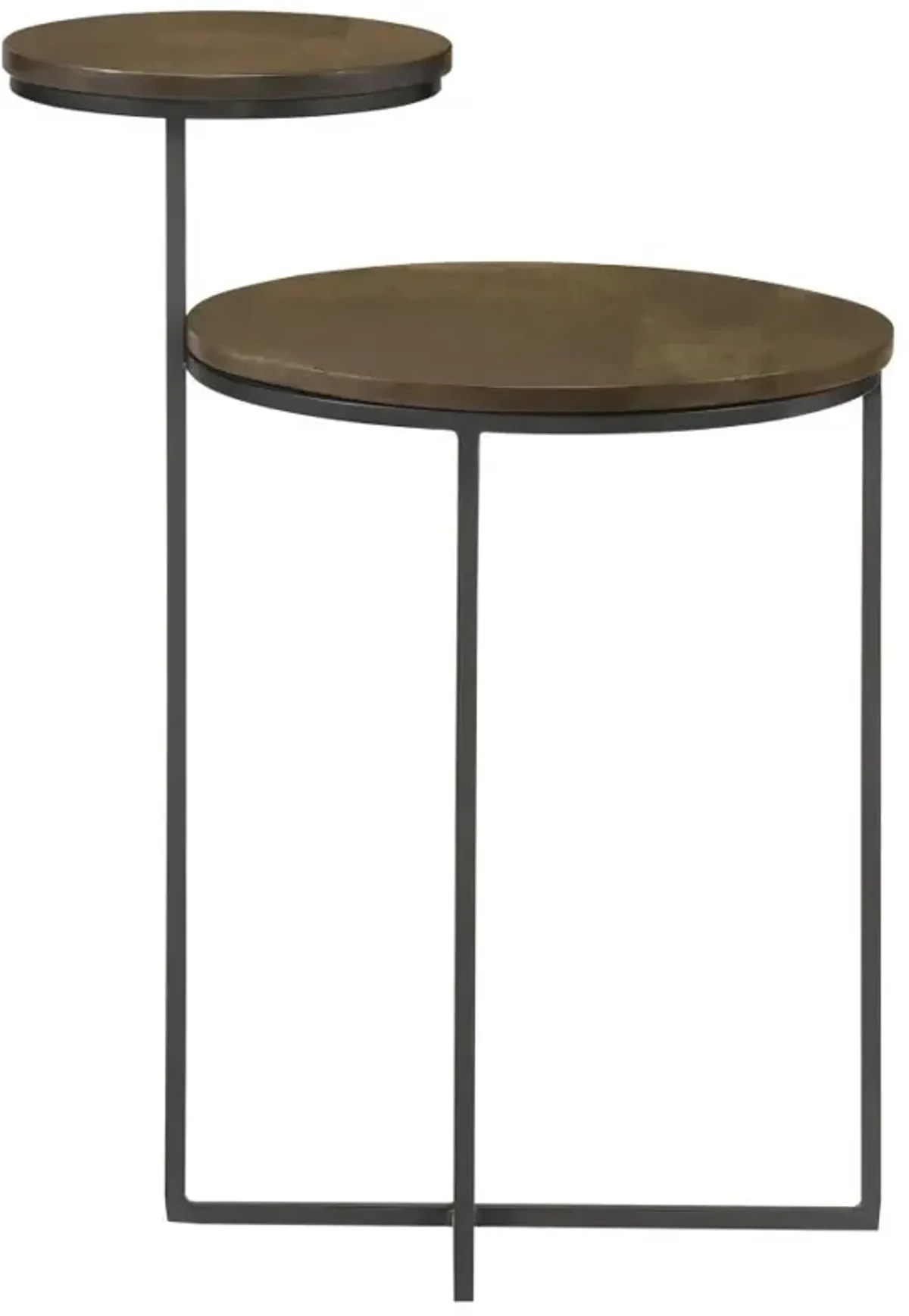 Yael Round Accent Table Natural and Gunmetal