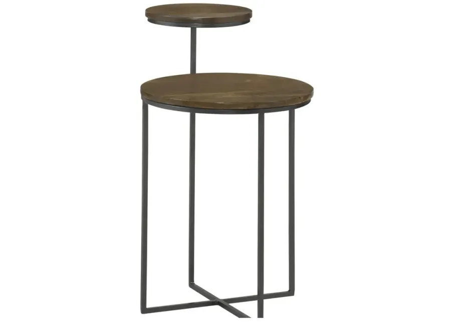 Yael Round Accent Table Natural and Gunmetal