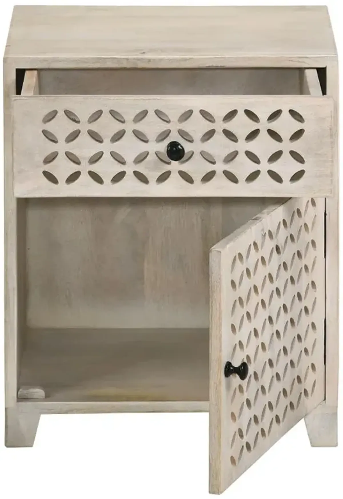 August 1-door Accent Cabinet White Washed