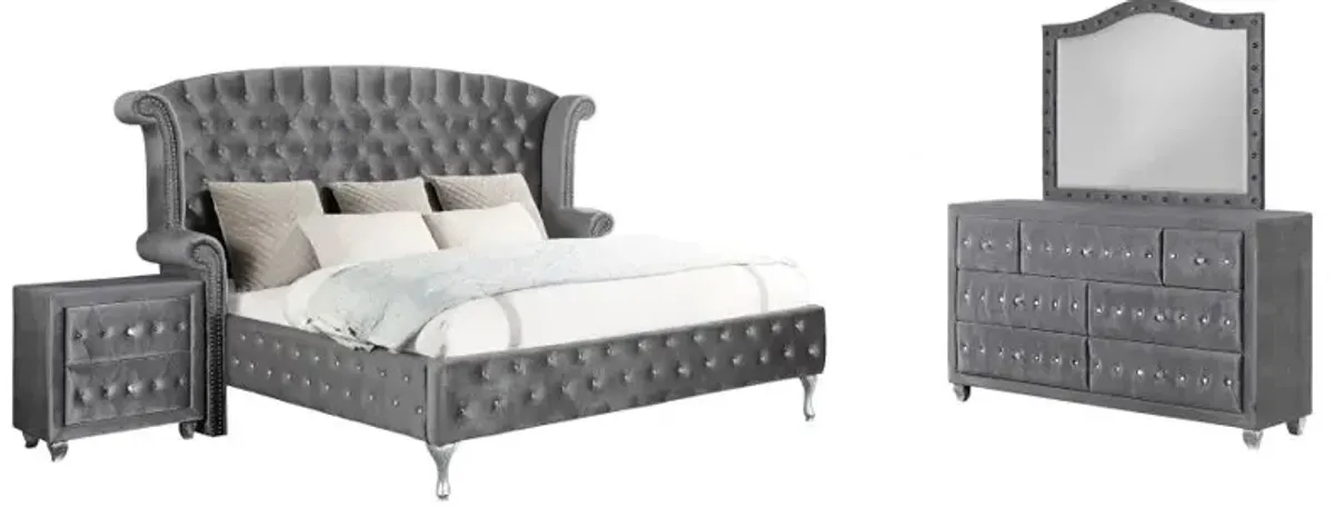 Deanna Upholstered Tufted Bedroom Set Grey