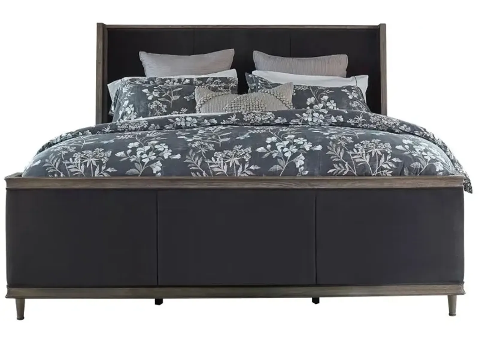 Alderwood California King Upholstered Panel Bed Charcoal Grey