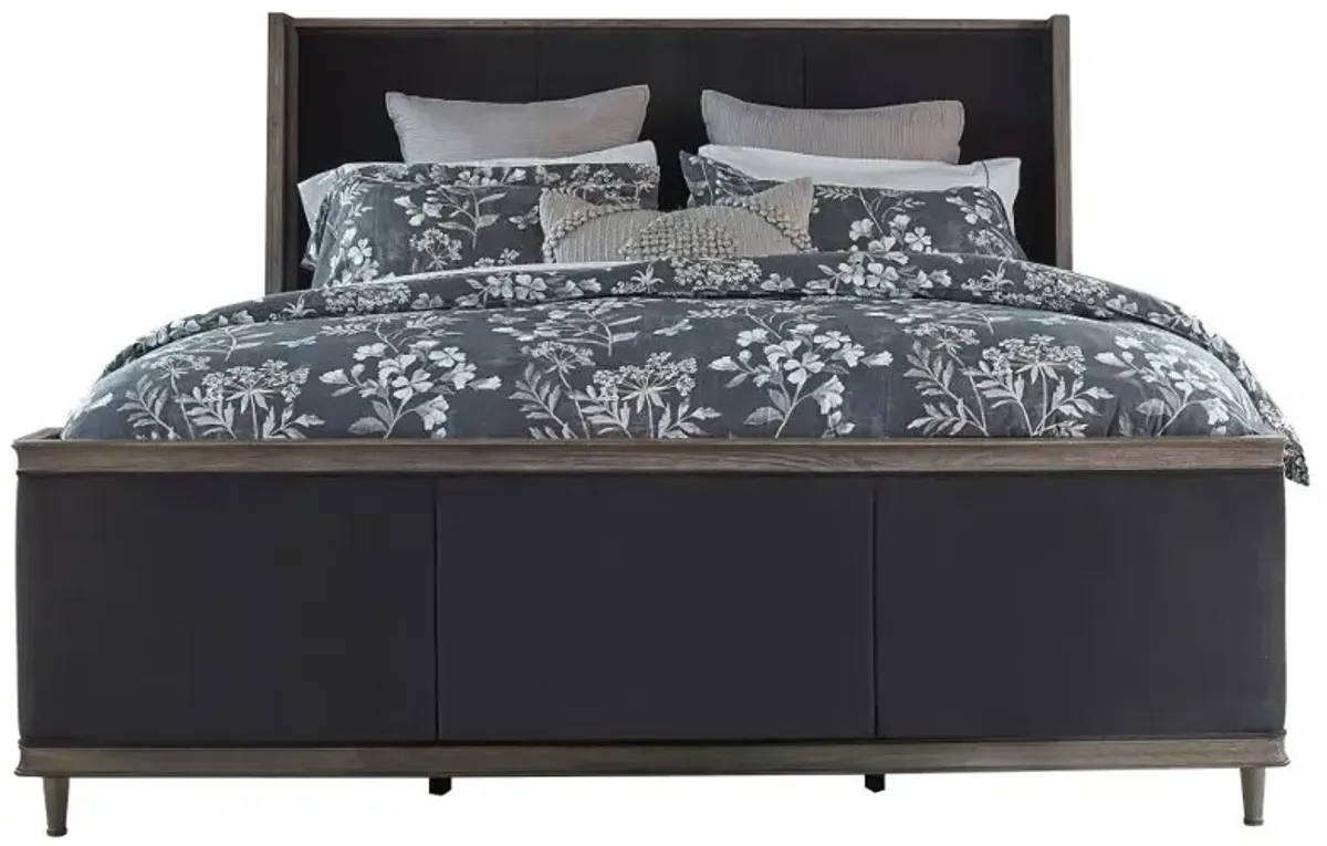 Alderwood California King Upholstered Panel Bed Charcoal Grey