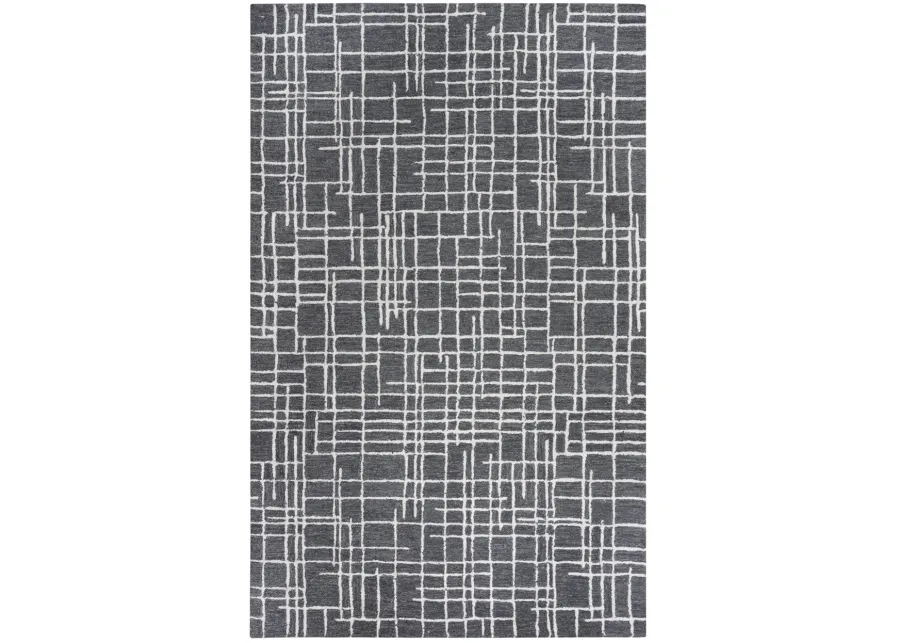 Jazz Charcoal Geometric Wool/Tencel 7'9" x 9'9" Rectangle Rug