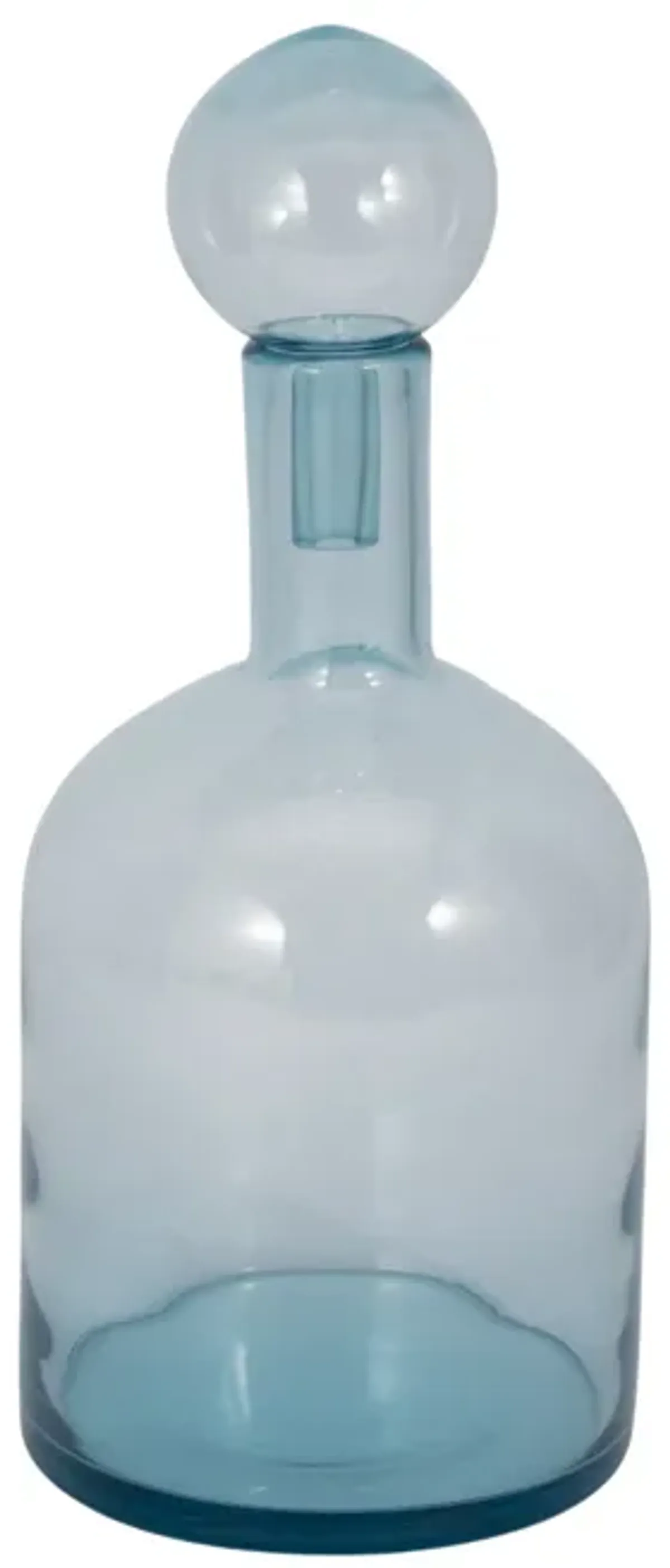 17" Glass Bottle With Stopper, Light Blue