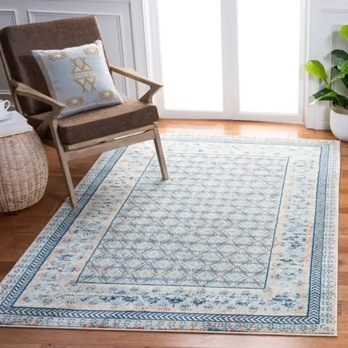 Brentwood 899 Blue / Yellow 8' X 10' Large Rectangle Powerloomed Rug