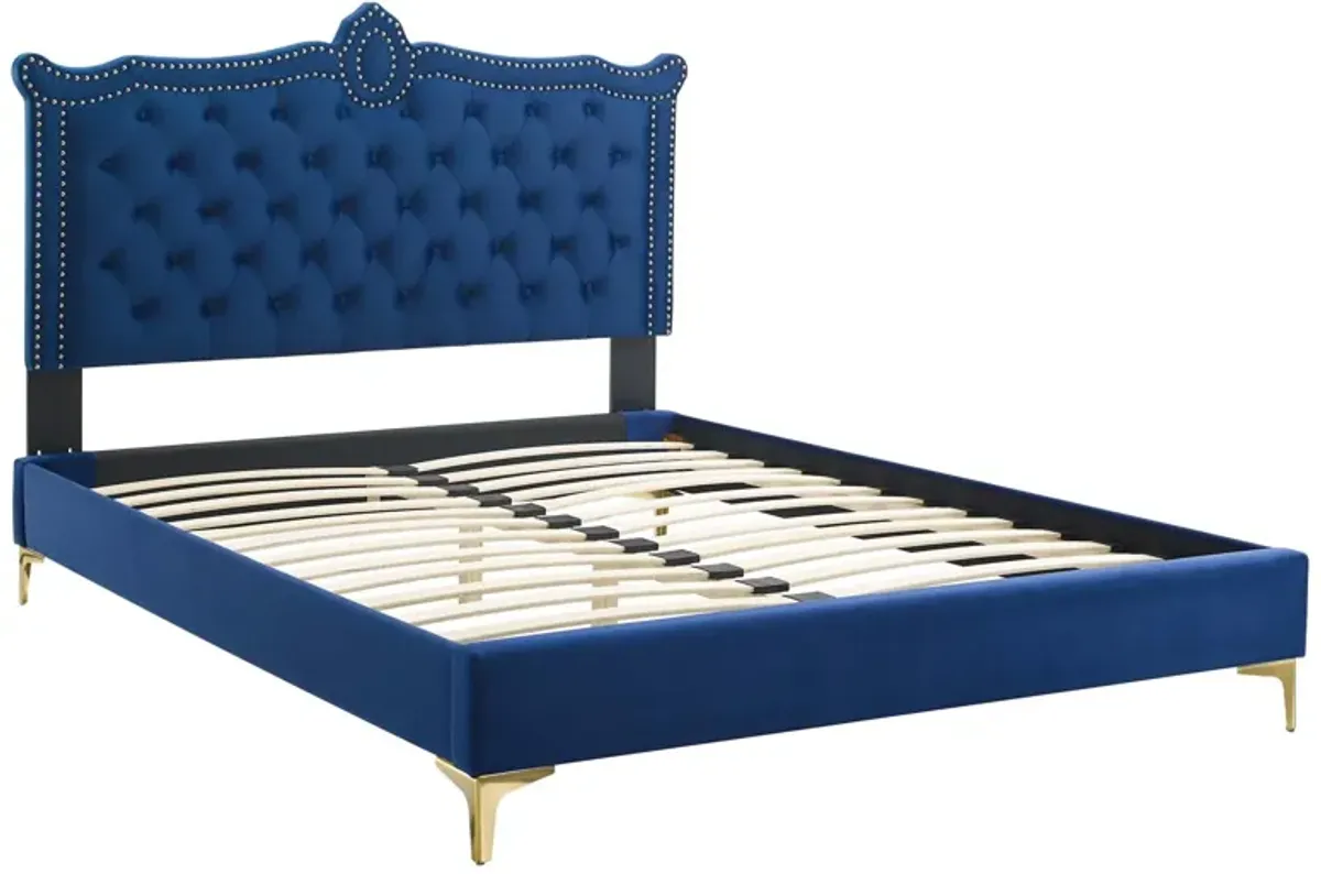 Clara Performance Velvet Queen Platform Bed