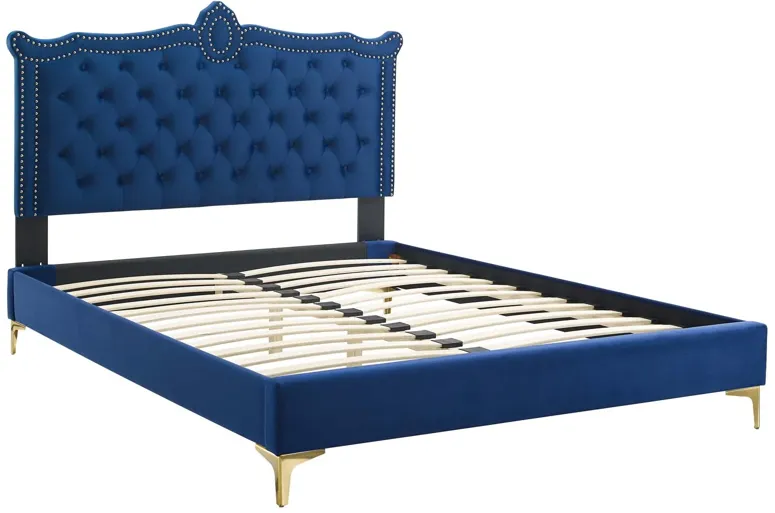 Clara Performance Velvet Queen Platform Bed