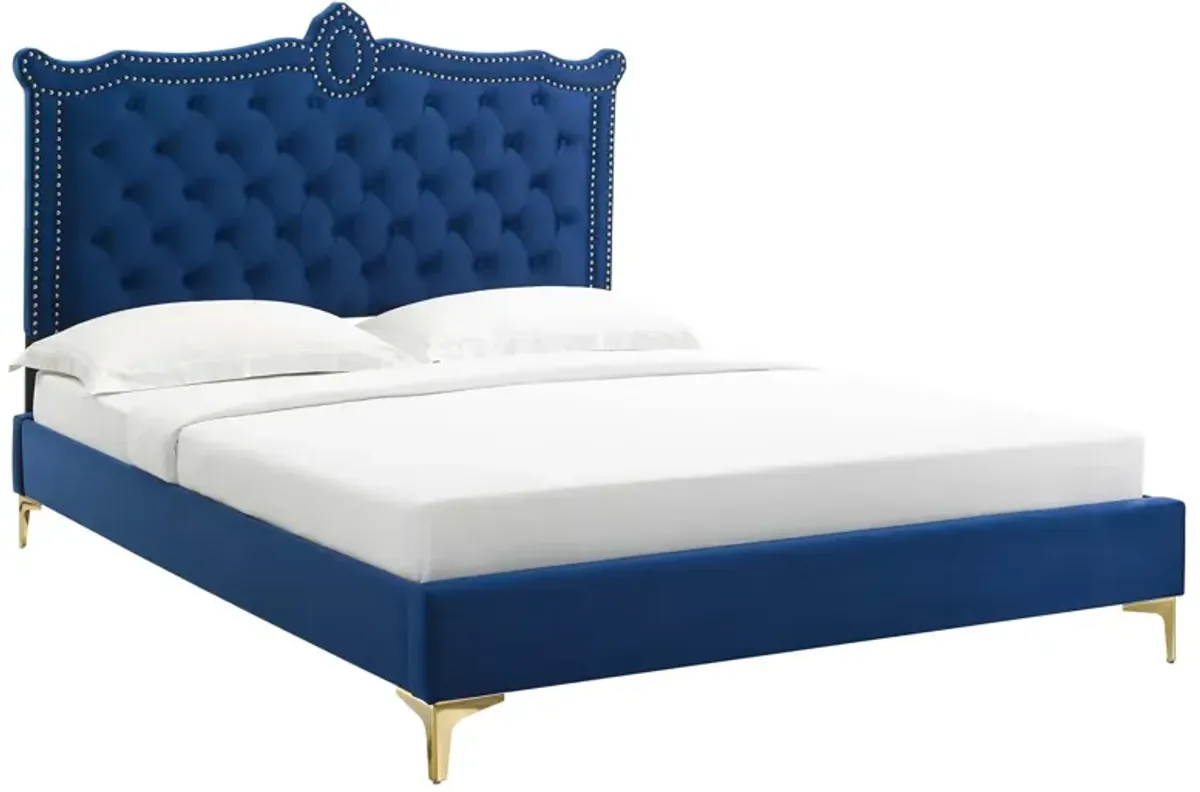 Clara Performance Velvet Queen Platform Bed