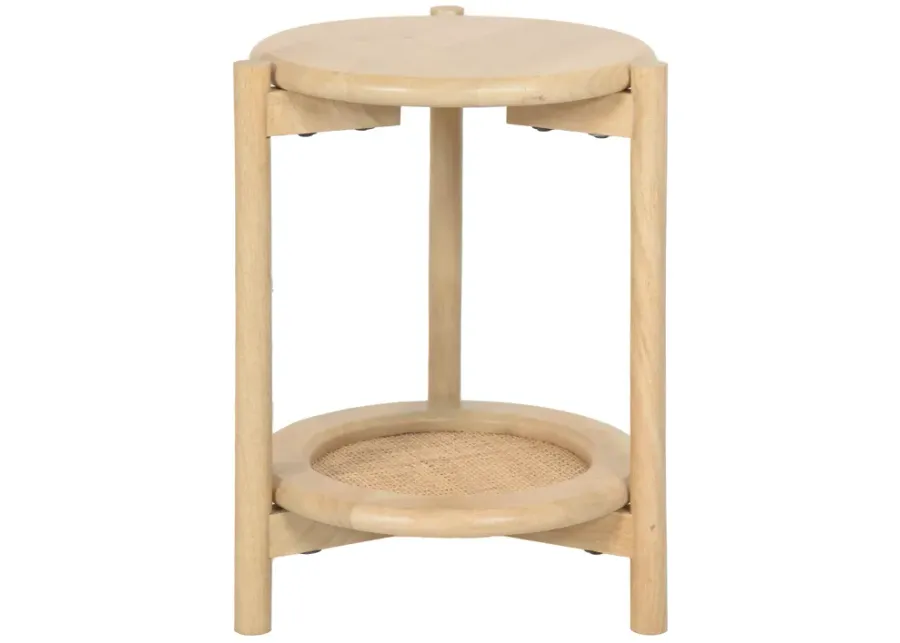 Wood/rattan, 19"h Side Table, Natural Kd